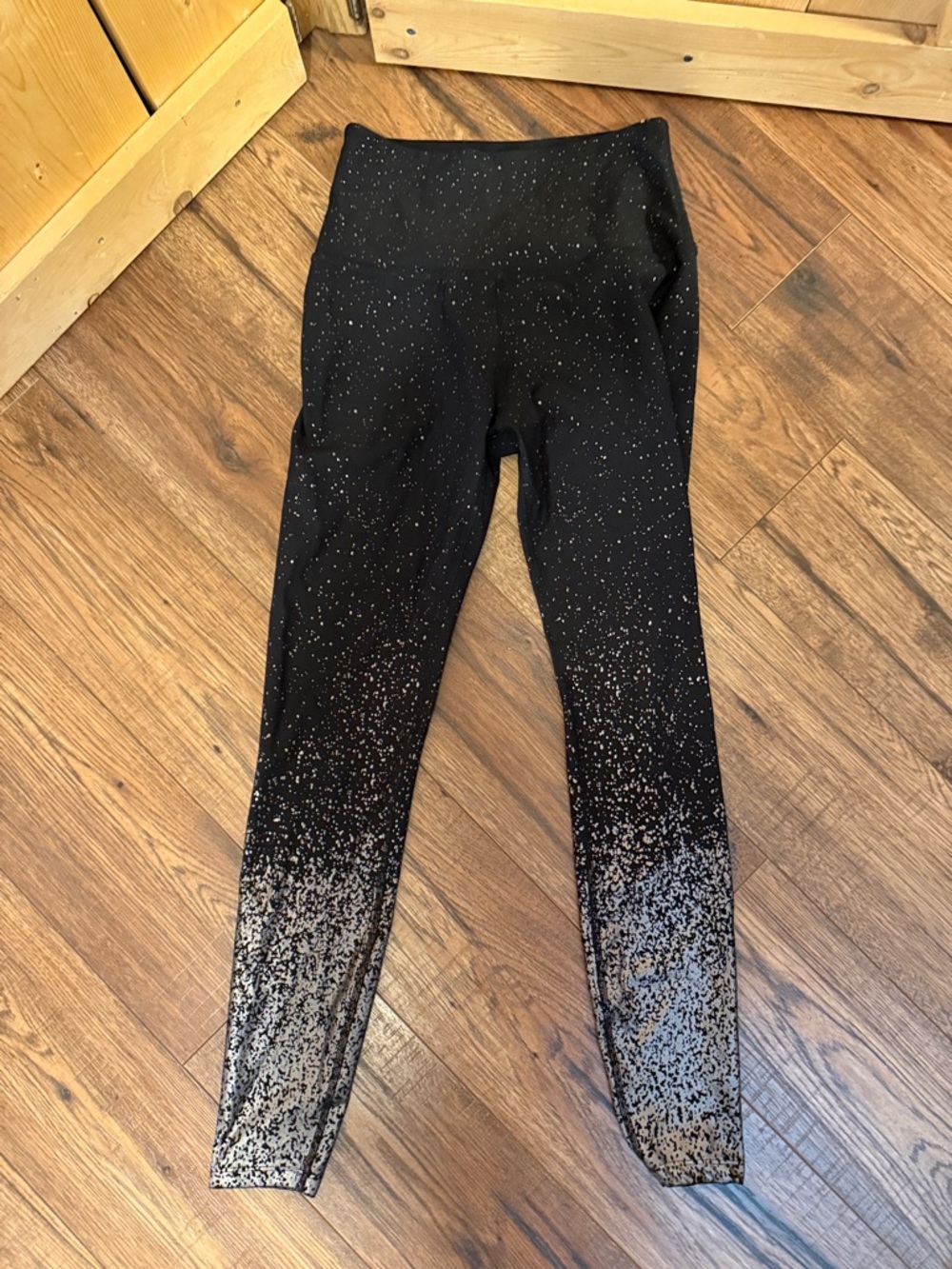 Beyond Yoga Black Glitter foil Ombre High-Waist Leggings